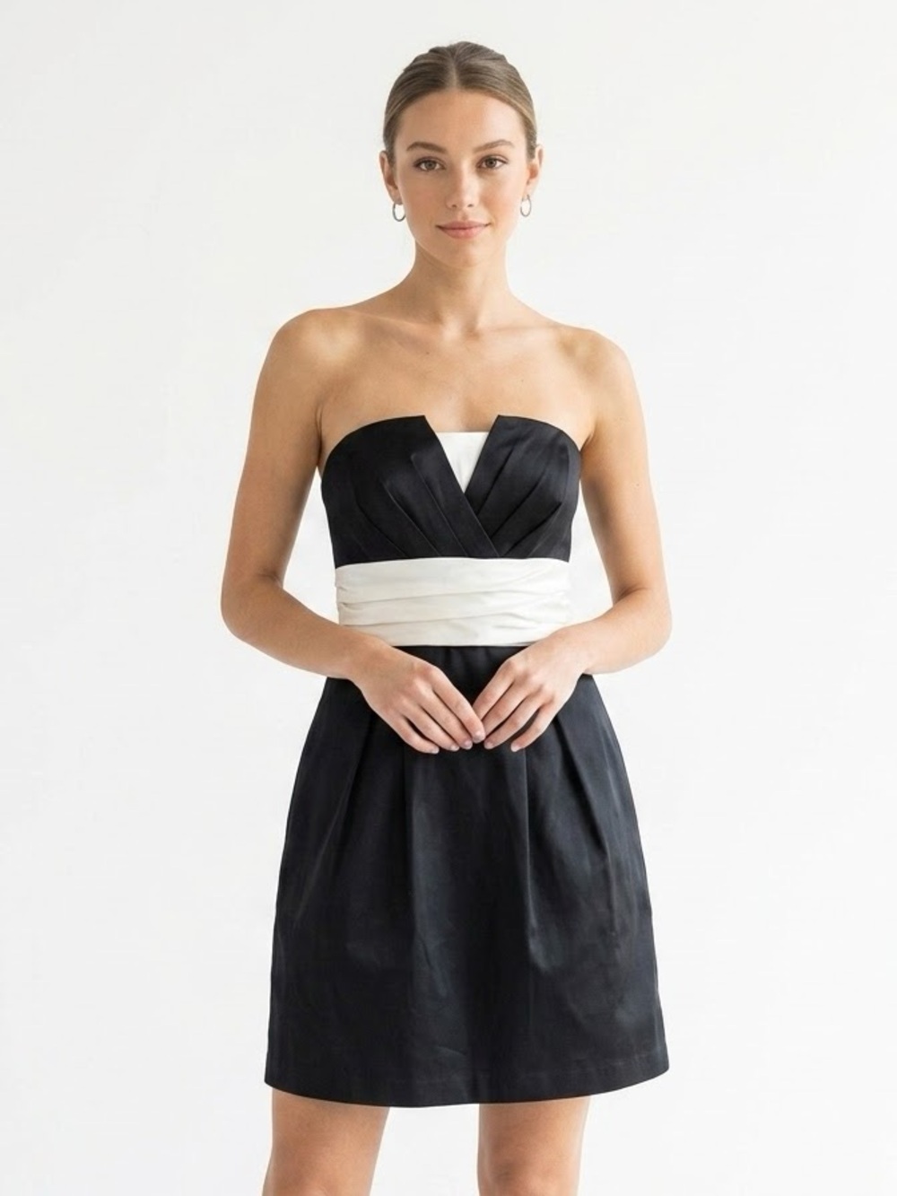 VTG Le Chateau Y2K Little Black Dress Strapless Satin Bow Mini, 5/6 (XS)